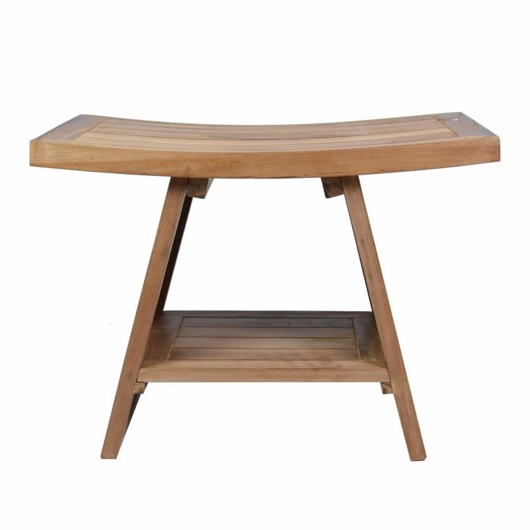 Stołek DIVERO, drewno tekowe, 60 x 35 x 45 cm